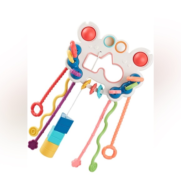 Baby👶🏻Pull String Pumping Teether Sensory Tummy Time & Fine Motor Skills Toy - Picture 1 of 11